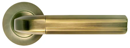 Ручка дверная МОЗАИКА MH-11 MAB/AB раздельная на круглой розетке, цвет бронза/ант.бронза, ЦАМ