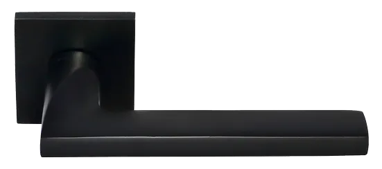 Ручка дверная KAFFEE MH-50-S6 BL раздельная на квадратном основании, цвет черный ЦАМ Light